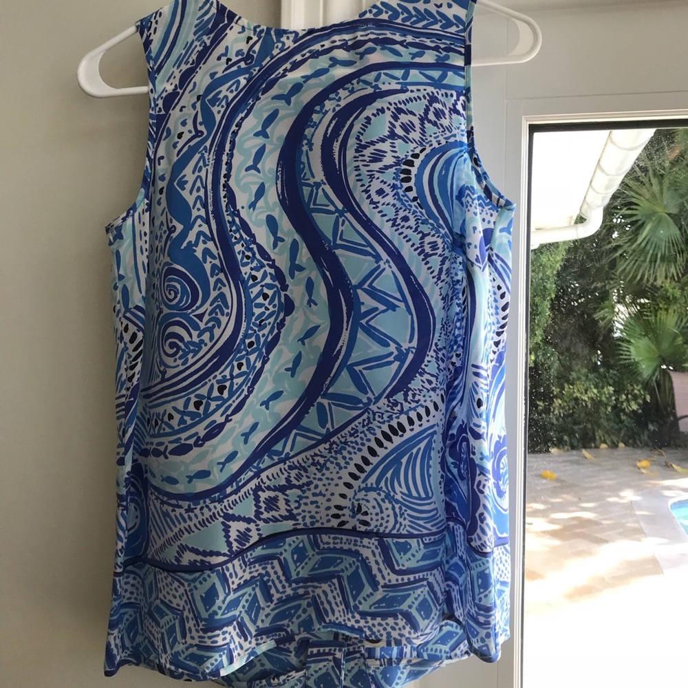 LILLY PULITZER SILK SHELL TOP XS BLUE